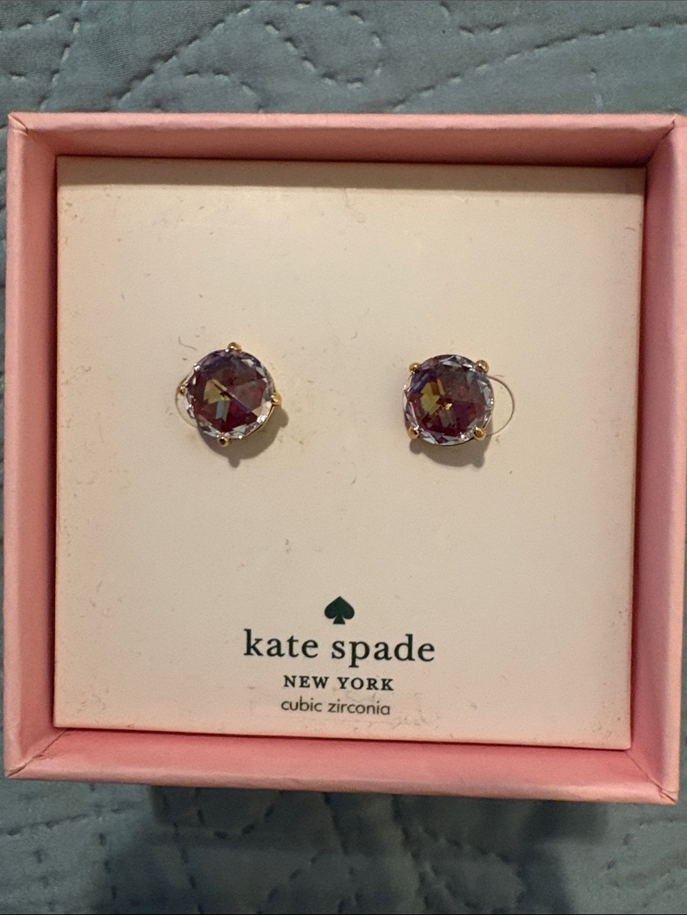 kate spade Purple Crystal Gold-Tone Stud Earrings